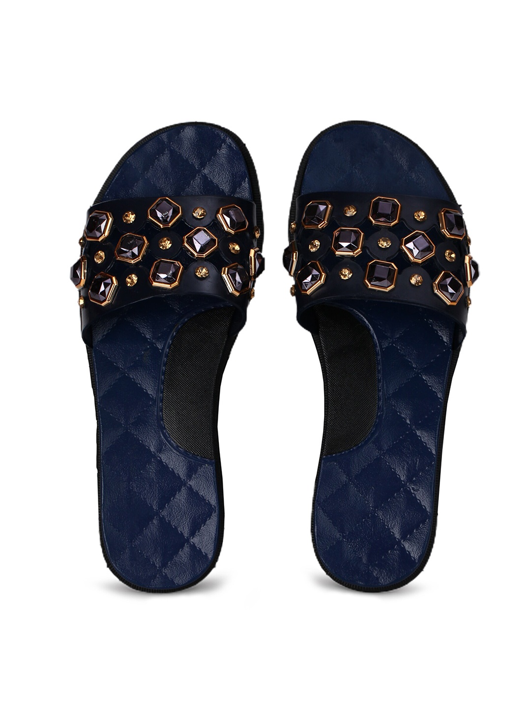 

JUMPLITE Embellished Open Toe Flats, Blue