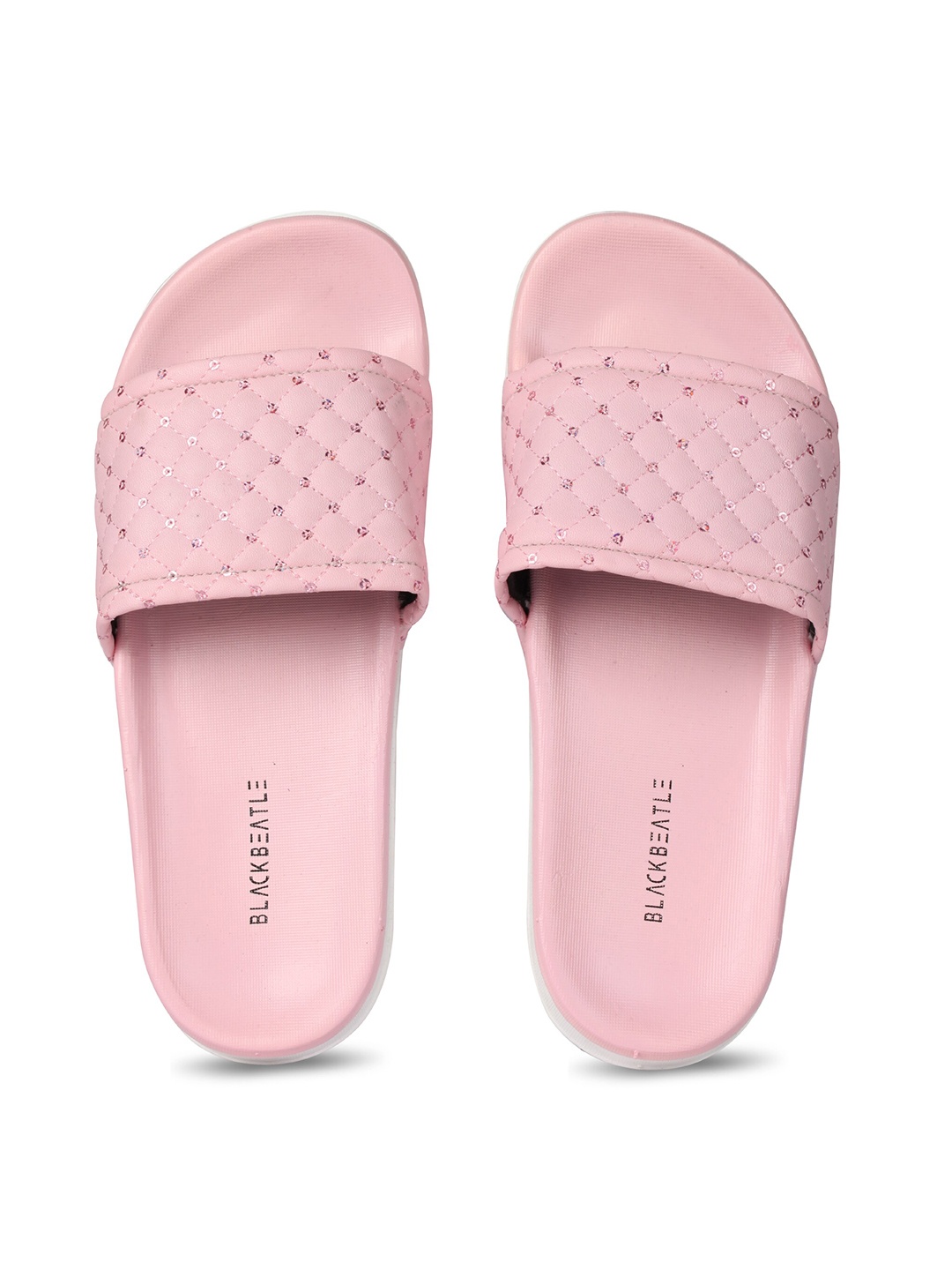 

JUMPLITE Women Sequin Embellished Sliders, Pink