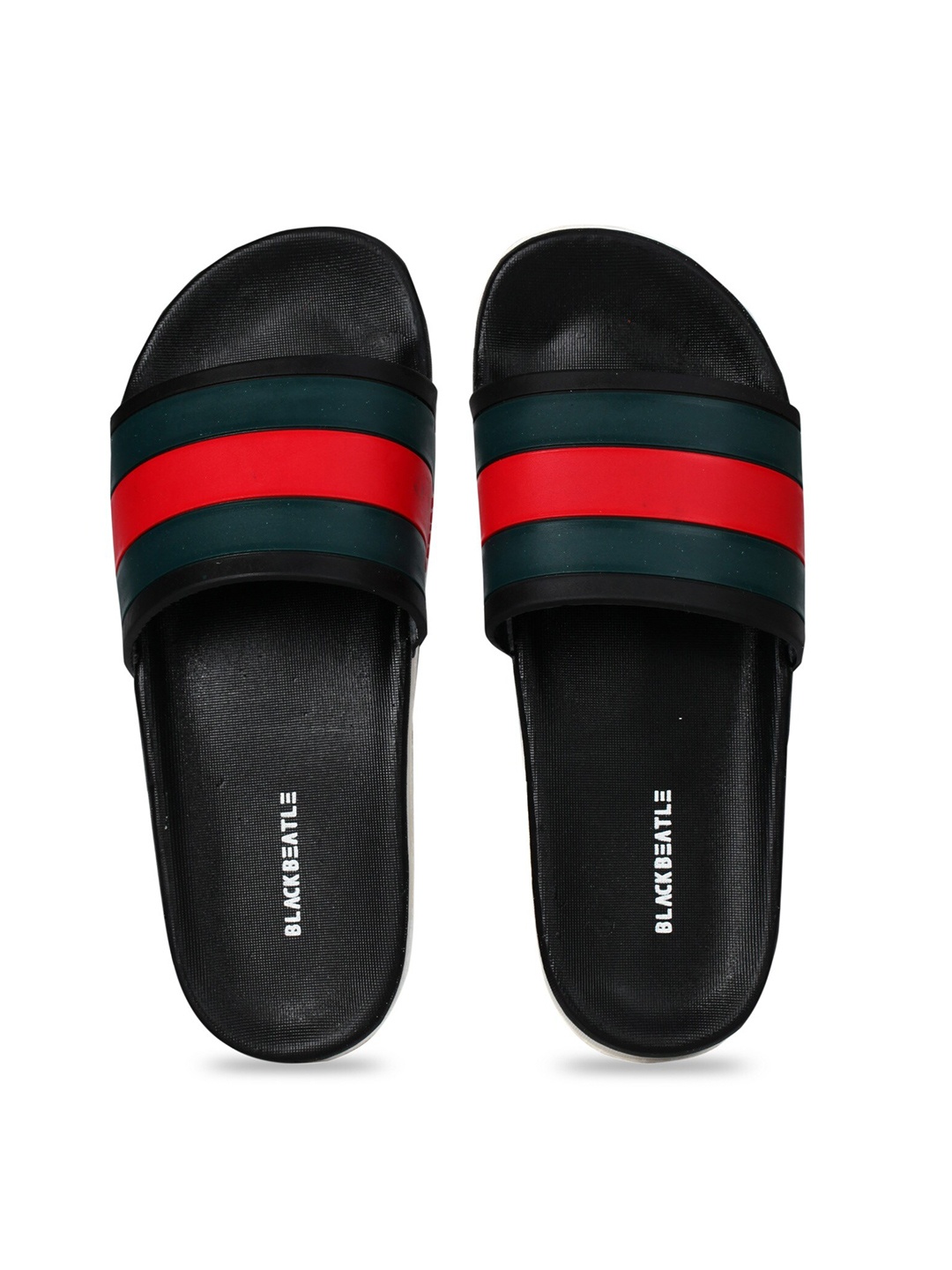 

JUMPLITE Women Striped Sliders, Black
