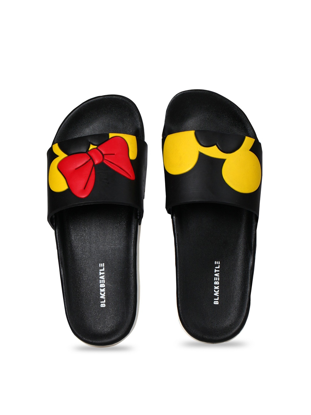 

JUMPLITE Women Mickey Minnie Design Sliders, Black