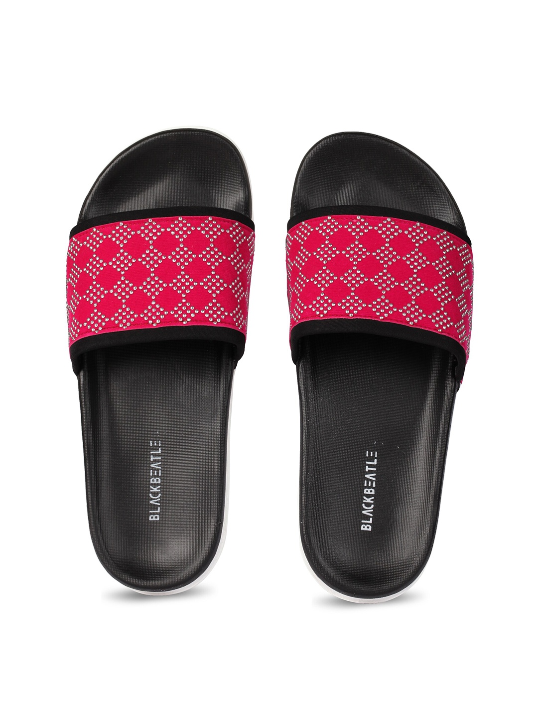 

JUMPLITE Women Beads Embellished Sliders, Black