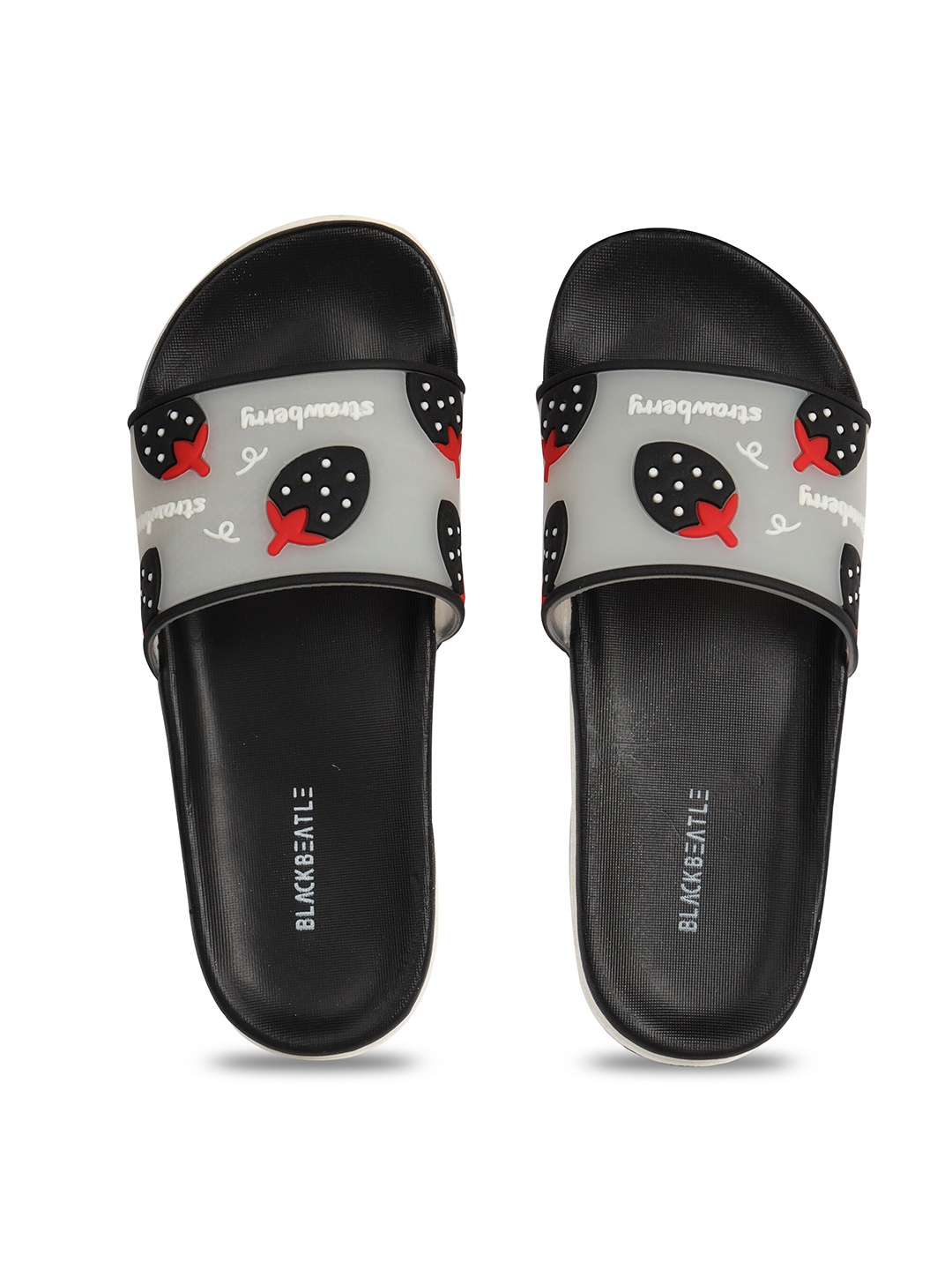 

JUMPLITE Women Strawberry Design Sliders, Black