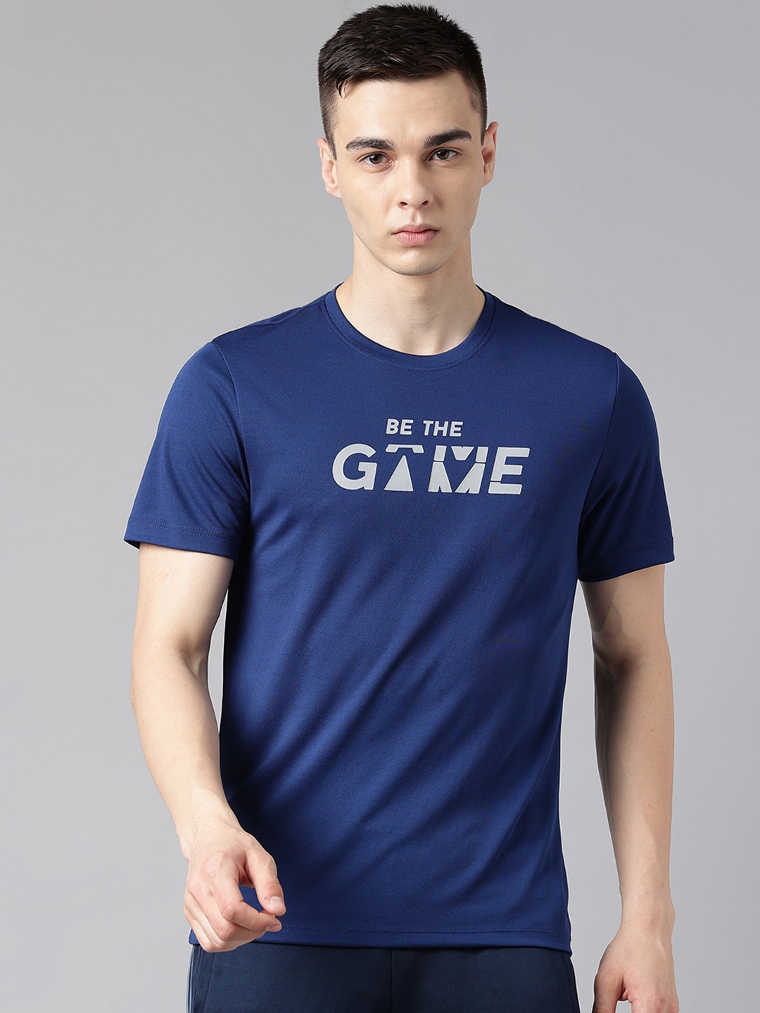 

Alcis Typography Printed Dry Tech Slim Fit T-Shirt, Navy blue