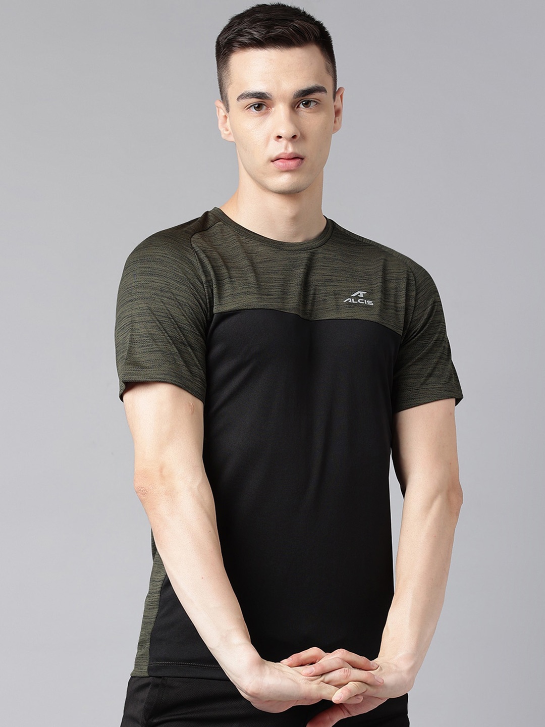 

Alcis Colourblocked Dry Tech Slim Fit T-Shirt, Olive