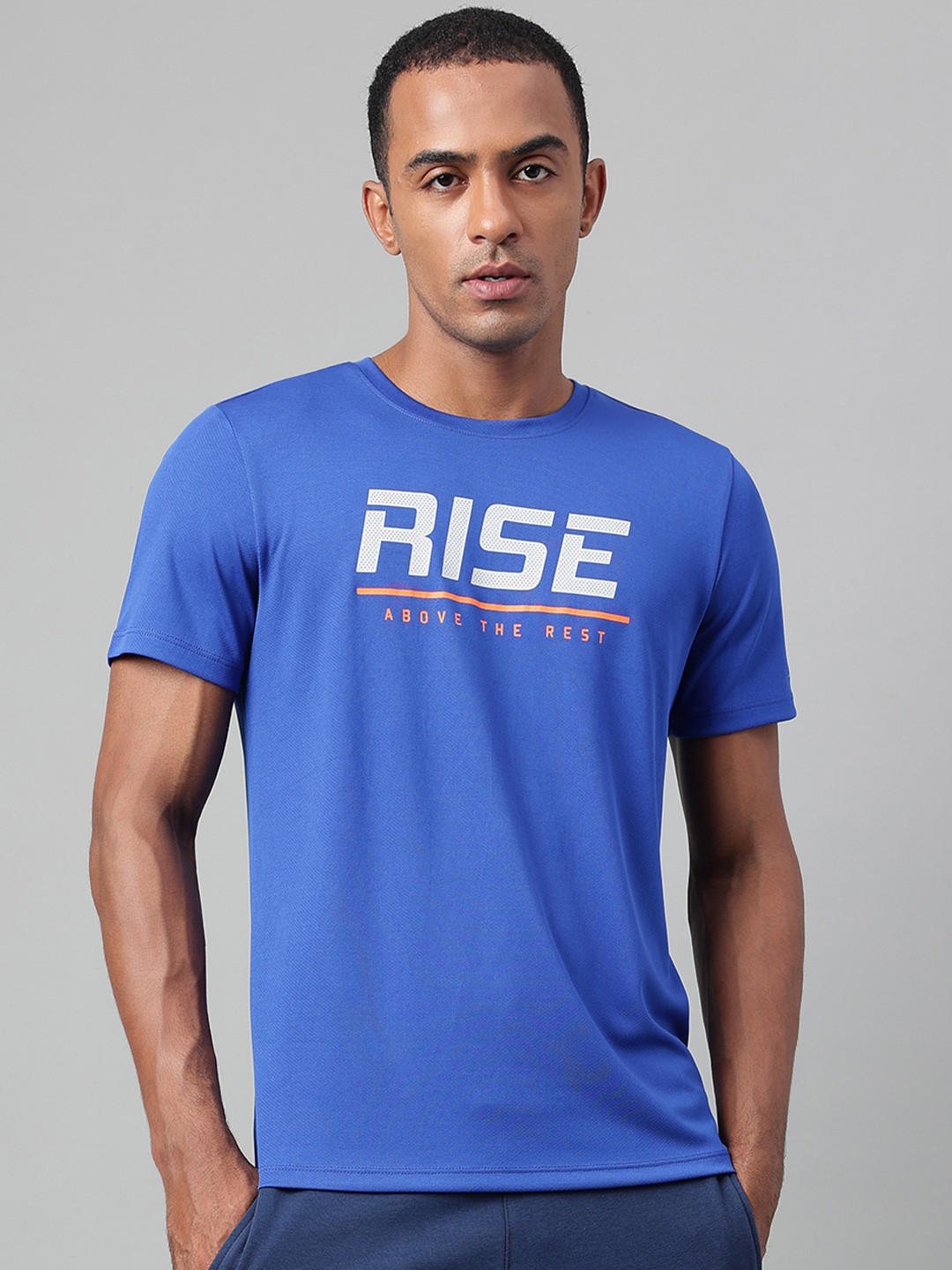 

Alcis Typography Printed Dry Tech Slim Fit T-Shirt, Blue