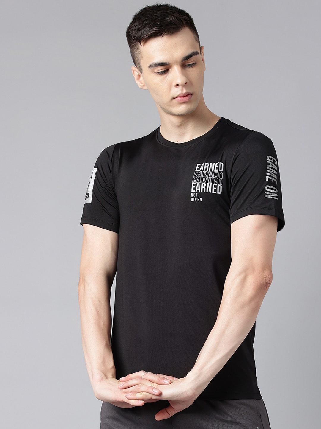

Alcis Typography Printed Dry Tech Slim Fit T-Shirt, Black