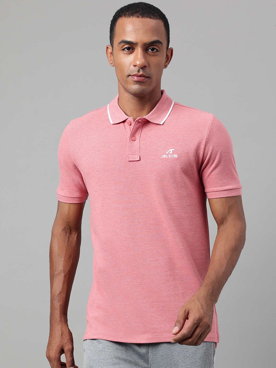 

Alcis Polo Collar T-Shirt, Pink