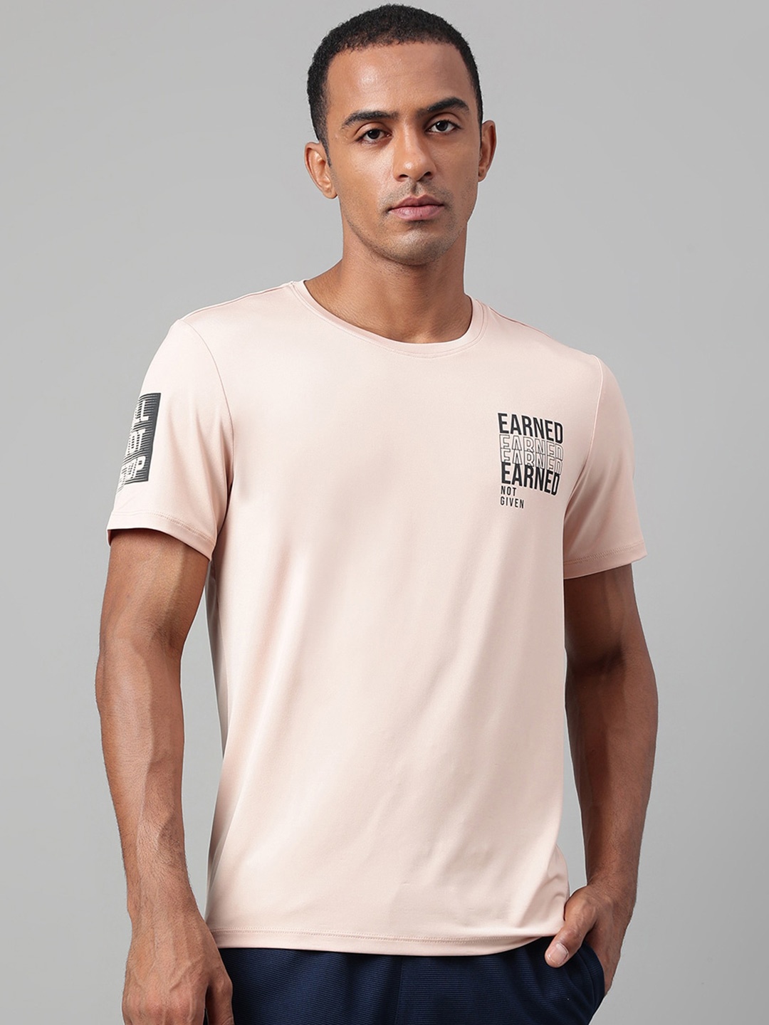 

Alcis Typography Printed Dry Tech Slim Fit T-Shirt, Pink