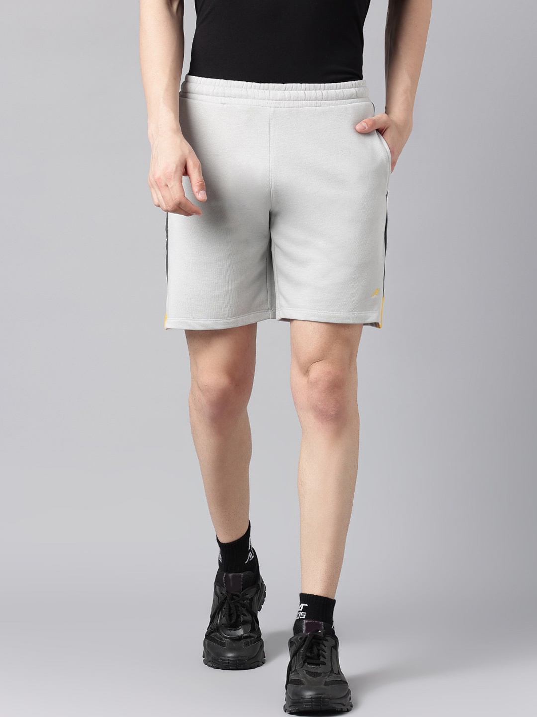 Alcis Men Mid-Rise Slim Fit Soft Touch Training or Gym Shorts, Grey