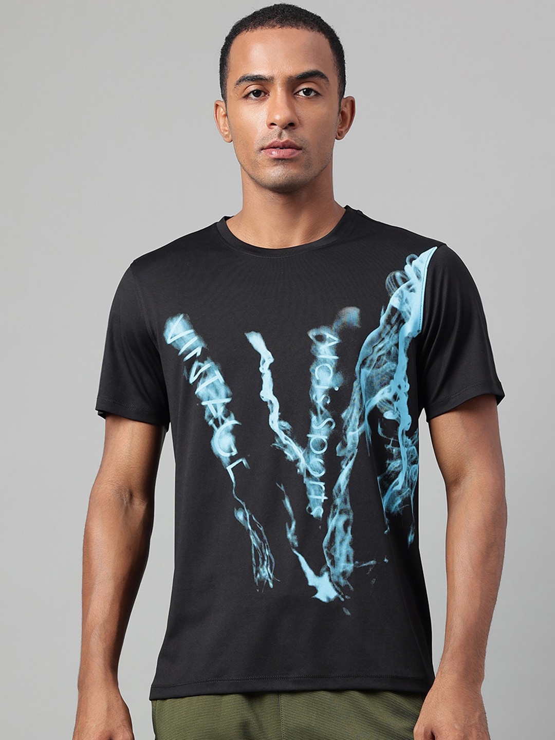 

Alcis Graphic Printed Dry Tech Slim Fit T-Shirt, Black