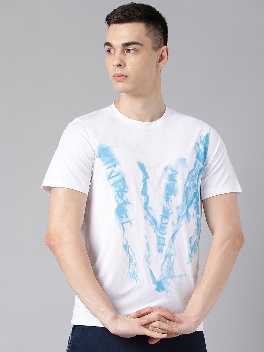 

Alcis Graphic Printed Dry Tech Slim Fit T-Shirt, White