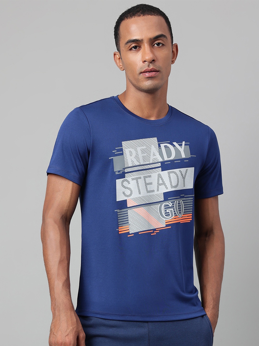 

Alcis Typography Printed Dry Tech Slim Fit T-Shirt, Navy blue