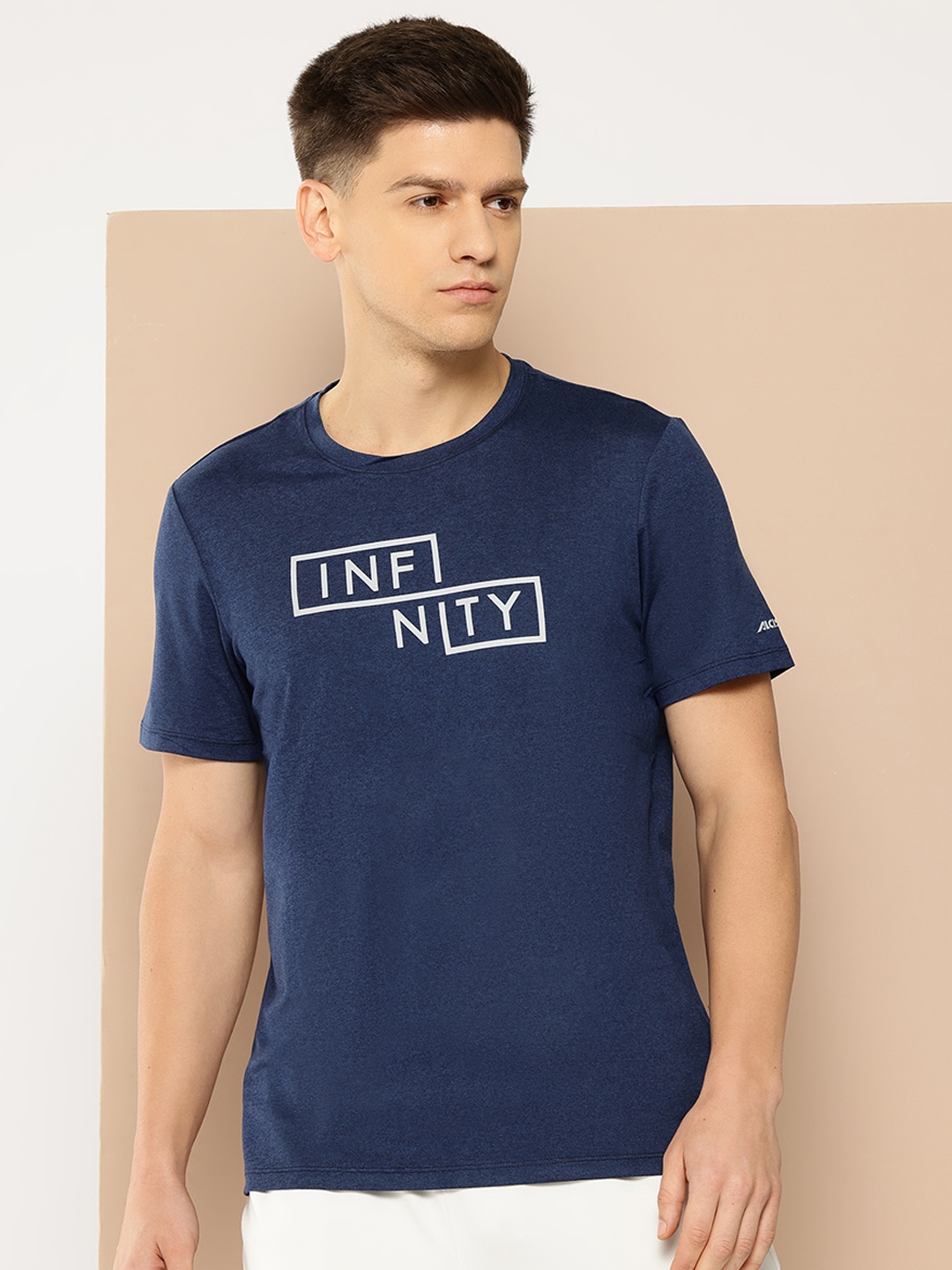 

Alcis Men Typography Printed Dry Tech Slim Fit T-shirt, Navy blue