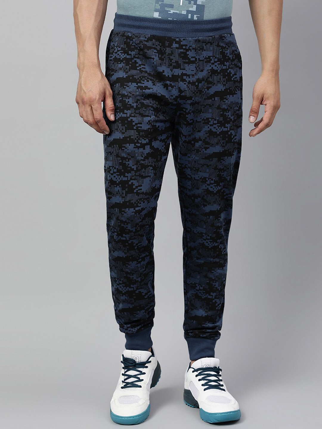 

Alcis Men Camouflage Printed Soft Touch Slim-Fit Sports Joggers, Navy blue