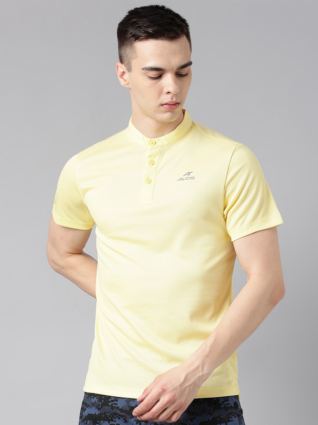 

Alcis Henley Neck Anti-Static Dry Tech Slim Fit Sports T-shirt, Yellow