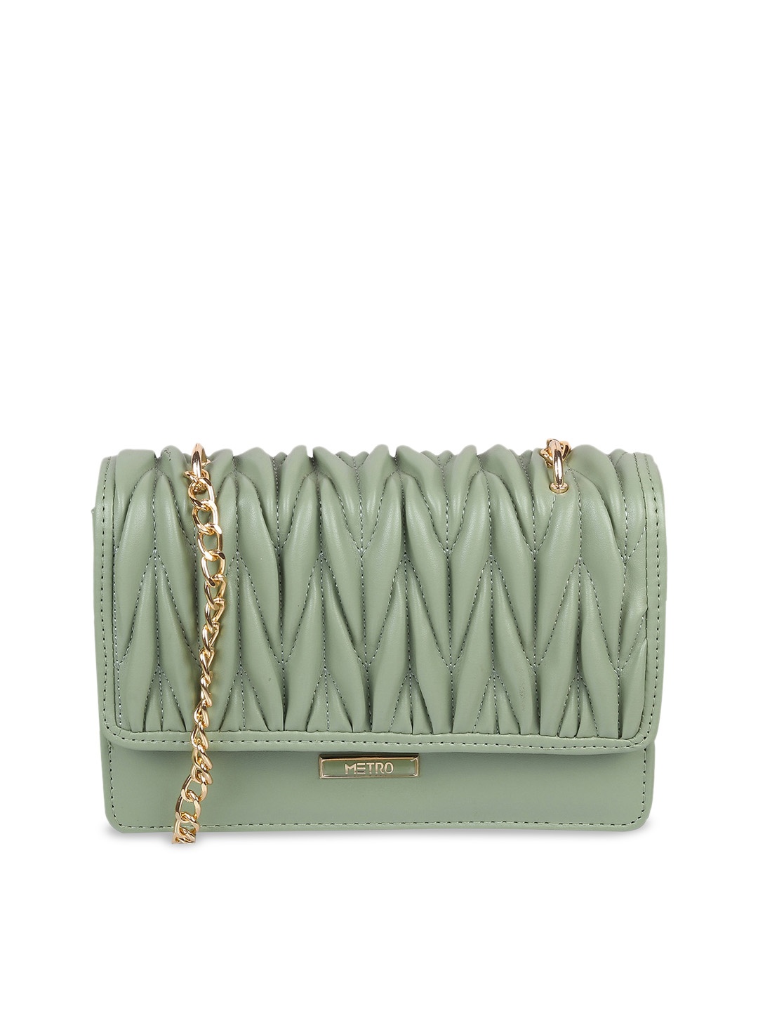 

Metro Textured Structured Sling Bag With Quilted, Green