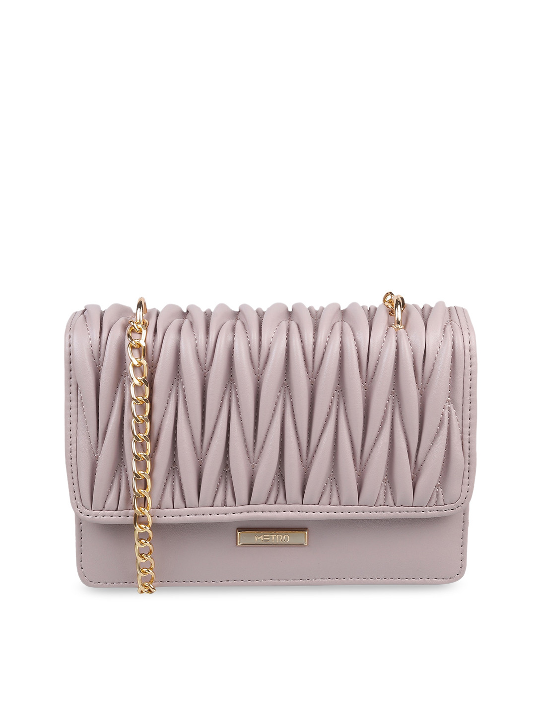 

Metro Textured Structured Sling Bag With Quilted, Purple