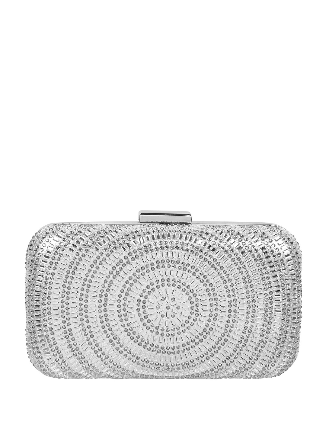 

Metro Embellished Box Clutch, Silver