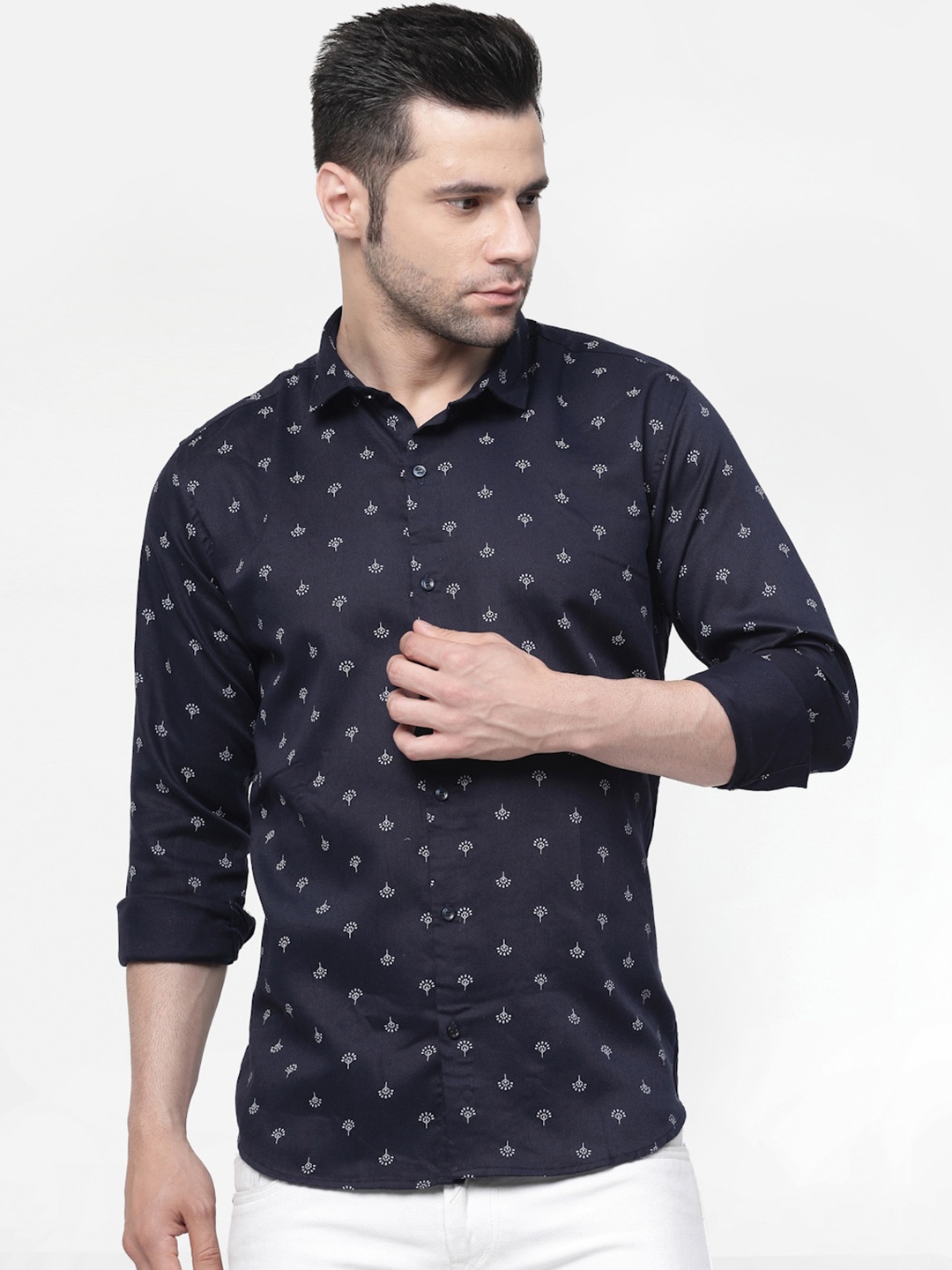

ADWYN PETER New Conversational Printed Cotton Casual Shirt, Blue