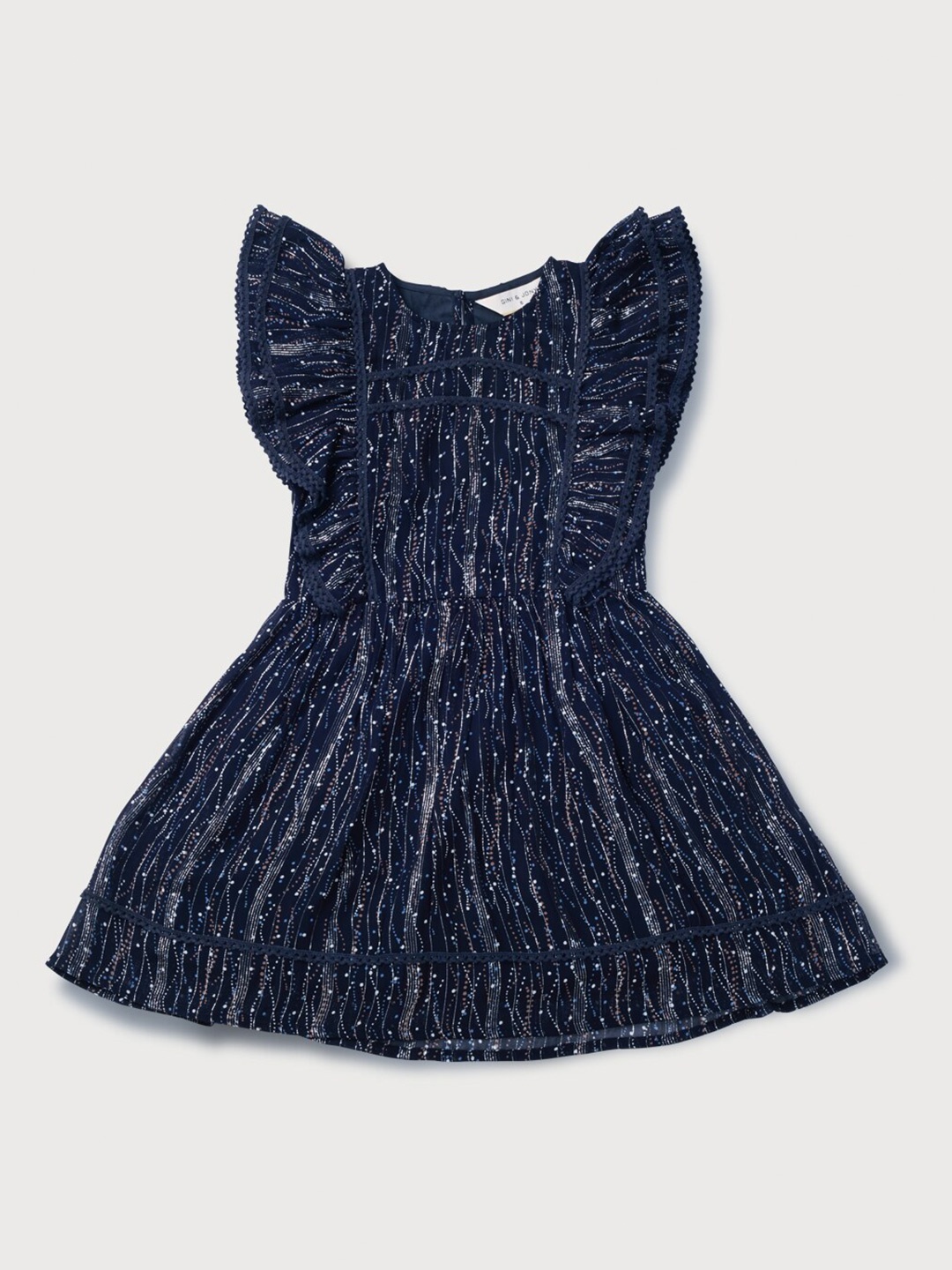 

Gini and Jony Girls Print Fit & Flare Dress, Navy blue