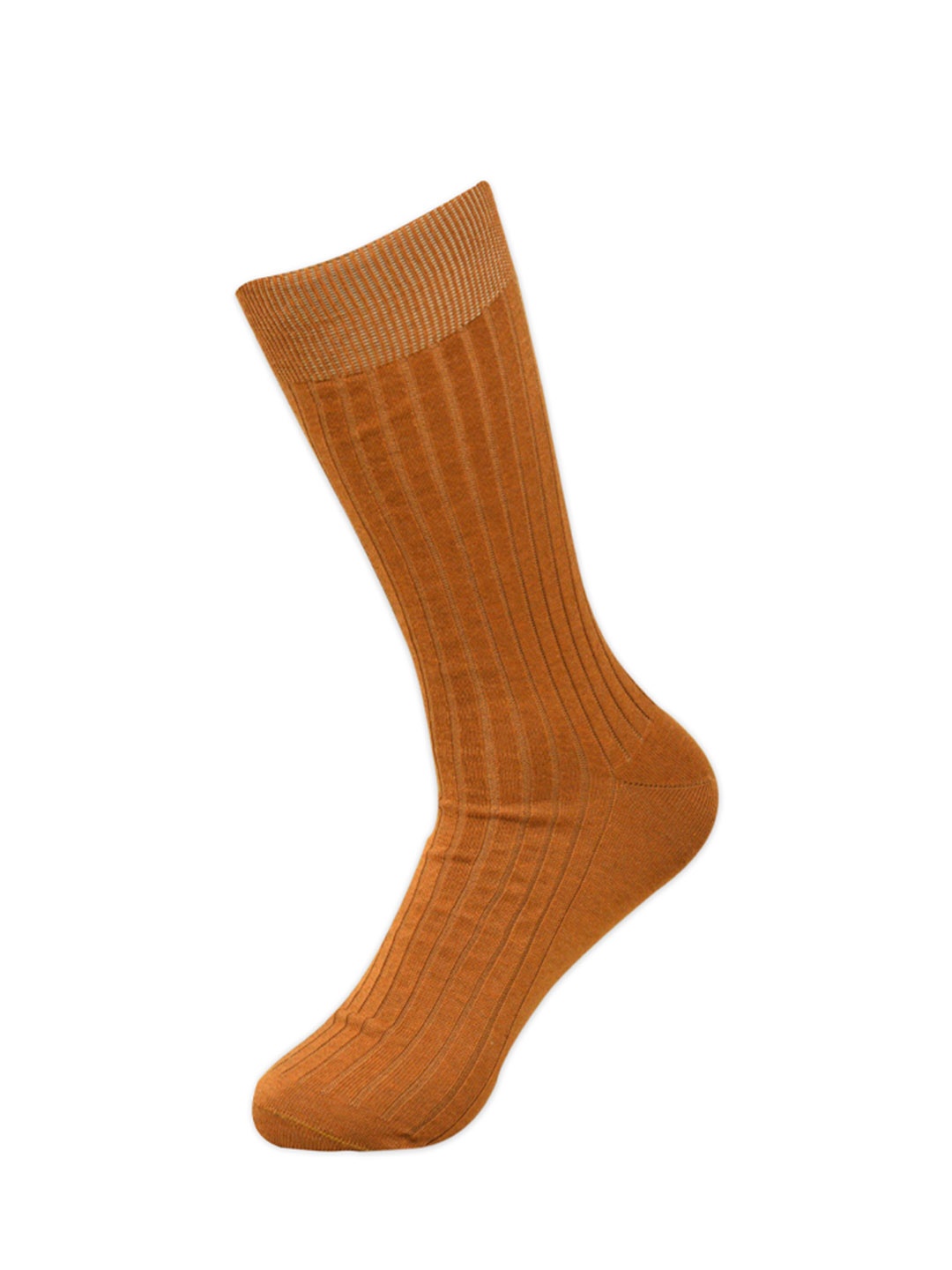 

Balenzia Men Ribbed Calf Length Socks, Brown
