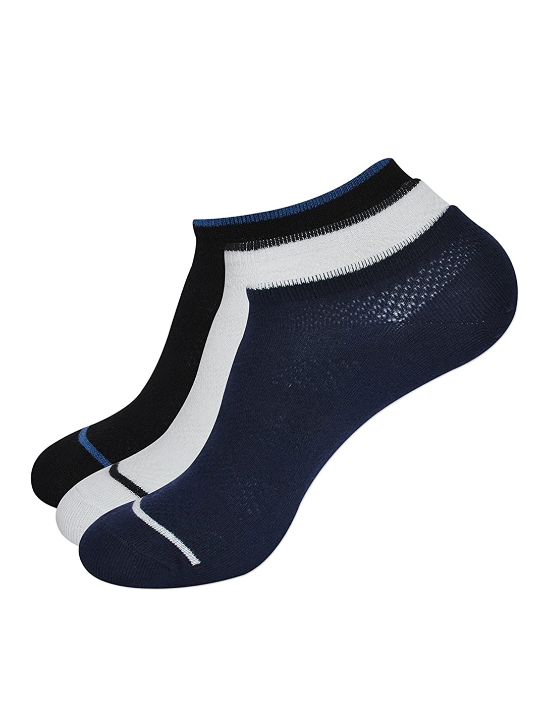 Balenzia Men Pack Of 3 Patterned Ankle Length Socks, Black