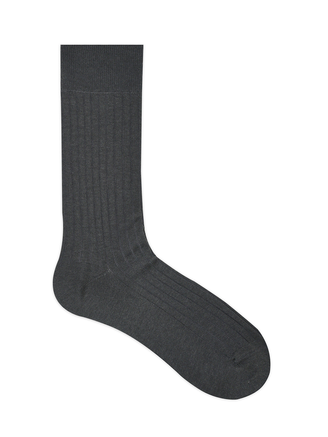 

Balenzia Men Ribbed Calf Length Socks, Grey