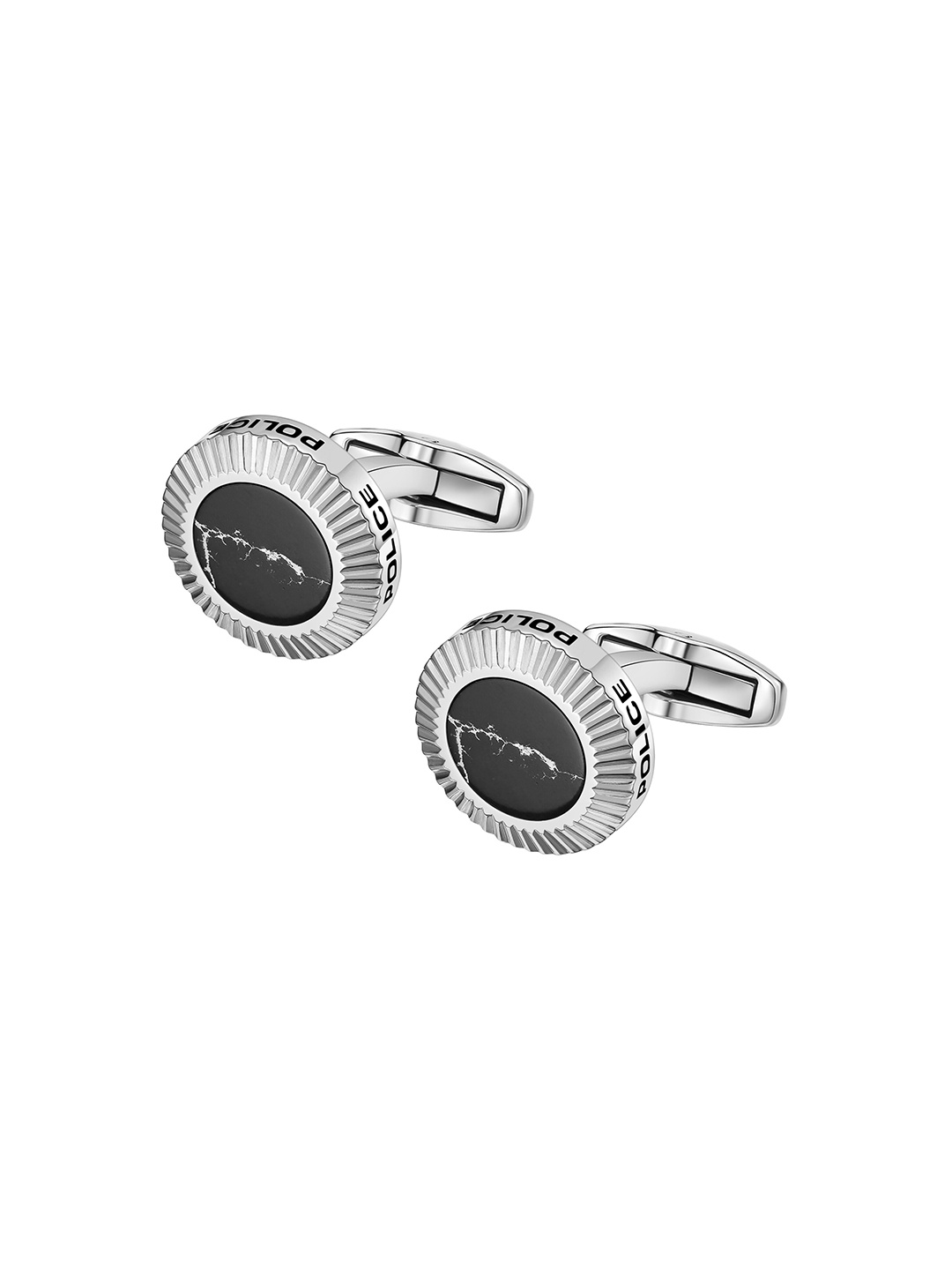 

Police Men Silver-Plated Textured Round Cufflink