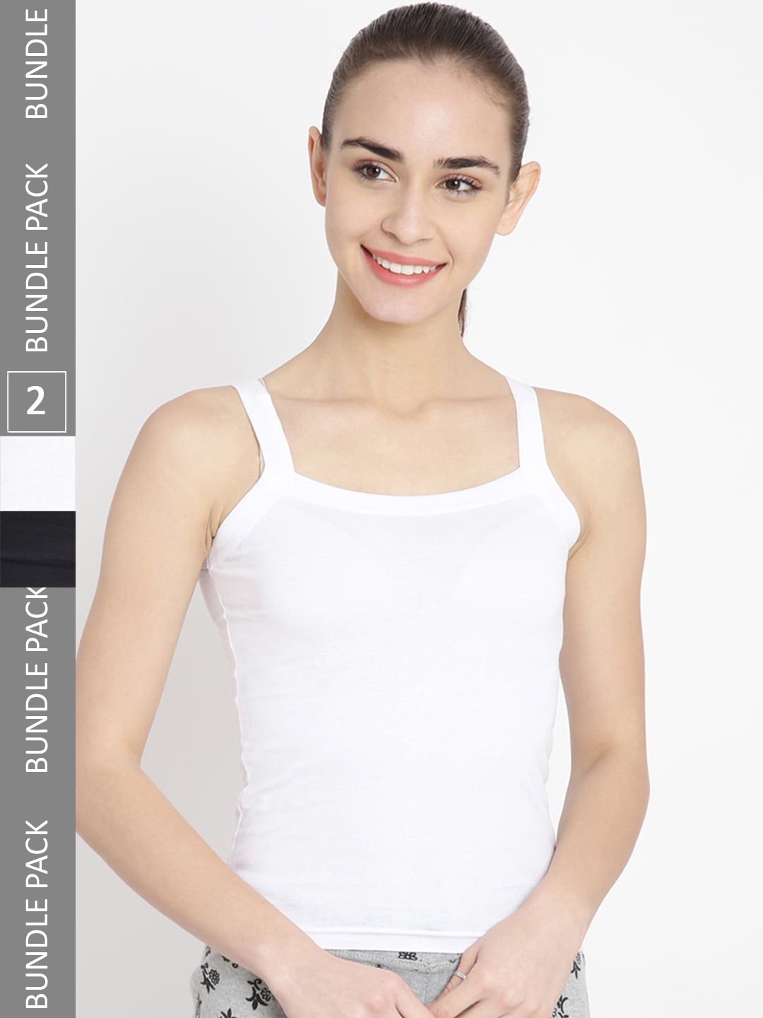 

Leading Lady Pack Of 2 Pure Cotton Round Neck Camisoles, White