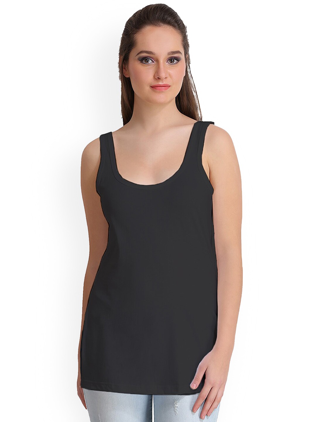 

Leading Lady Pack Of 2 Pure Cotton Long Line Camisoles, Black