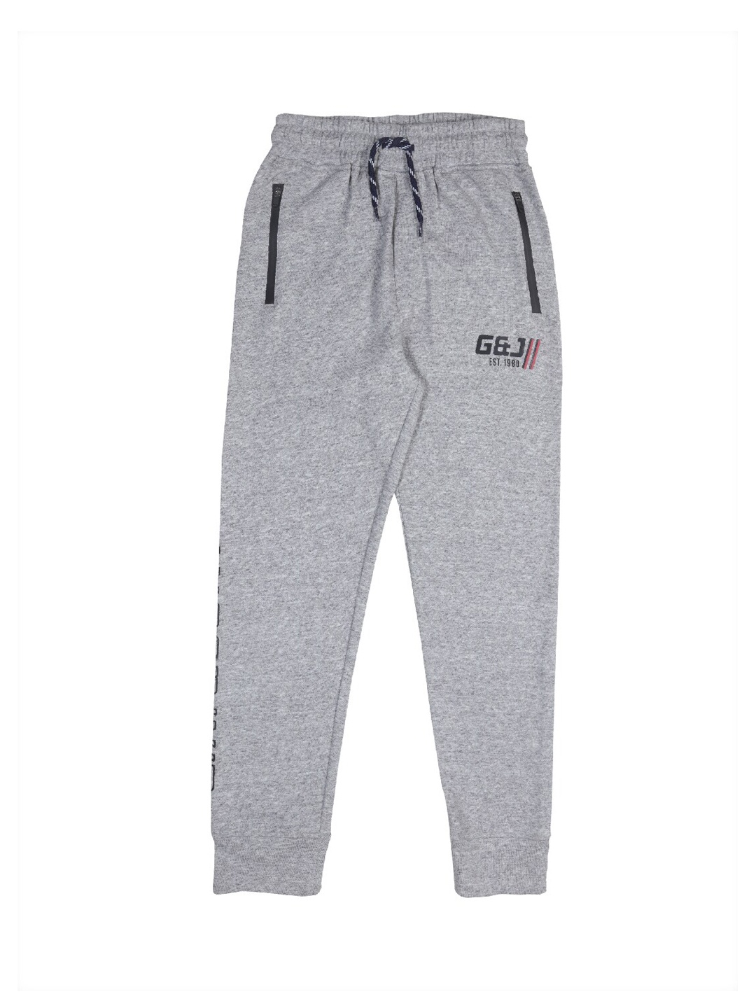

Gini and Jony Boys Printed Cotton Track Pants, Grey