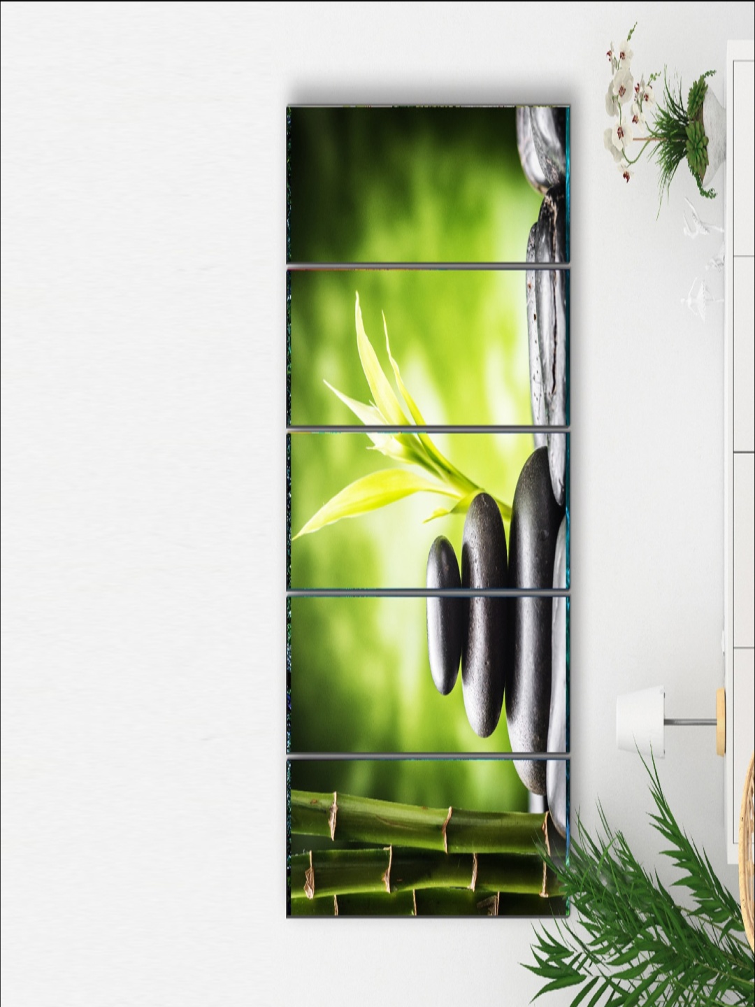 

SAF Green & Black 5 Pieces Bamboo Nature Framed Wall Painting