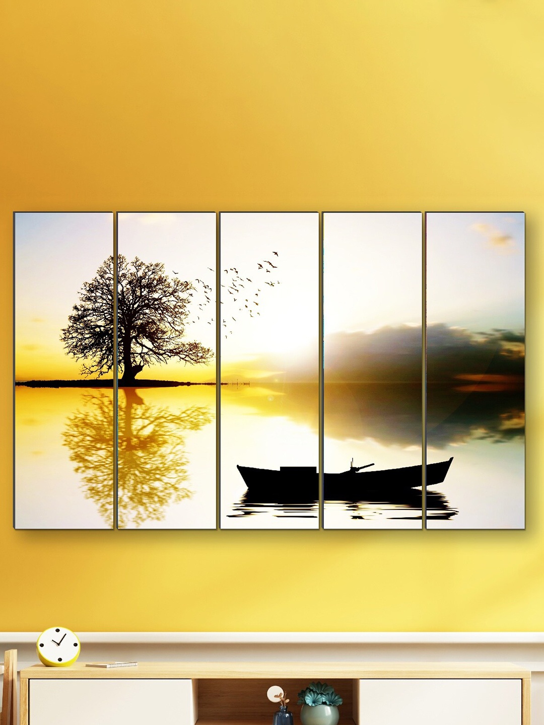 

SAF White & Yellow 5 Pieces Nature Scenery Wall Art Painting
