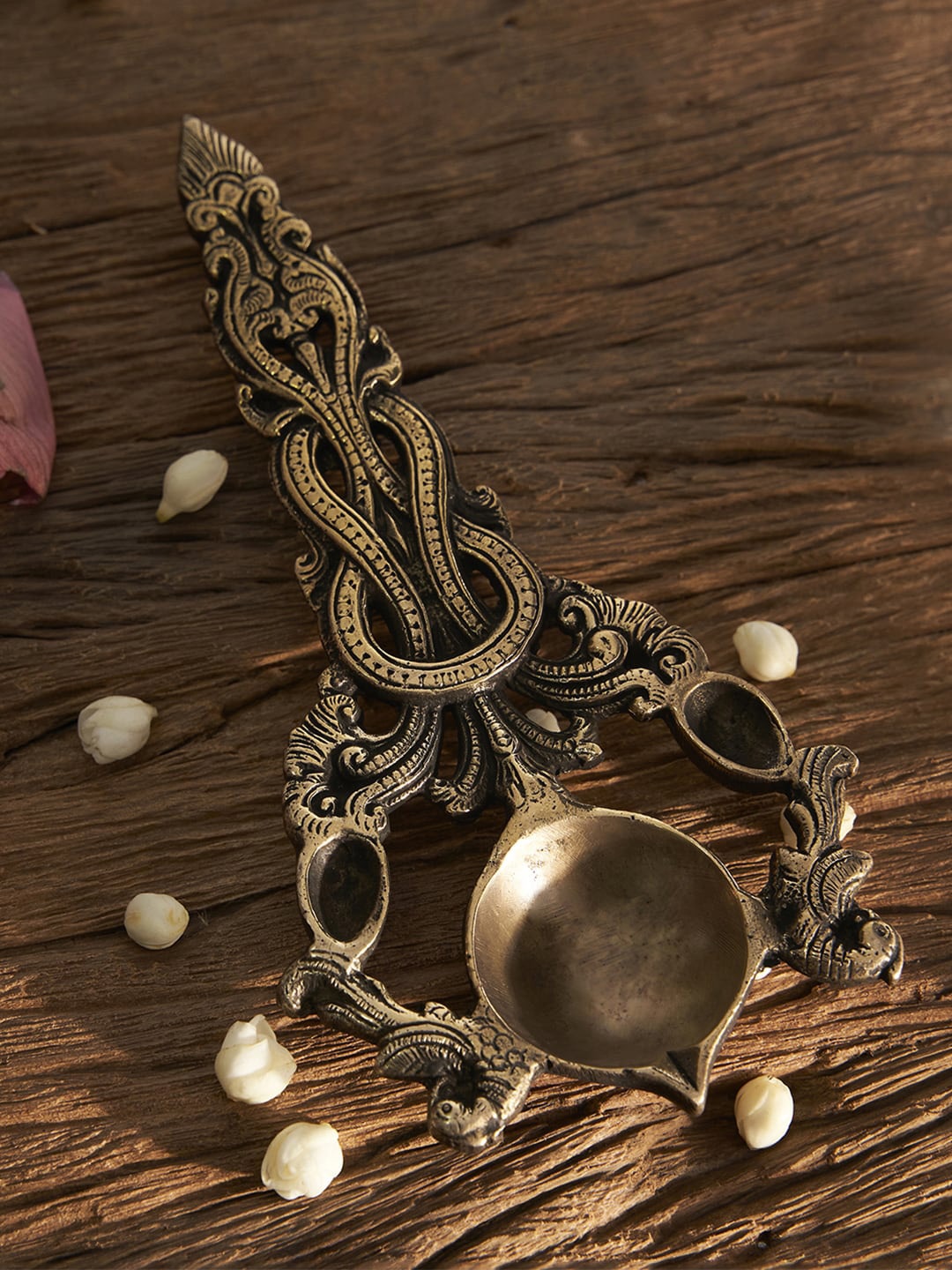 

DecorTwist Gold Toned Brass Aarti Spoon Diya