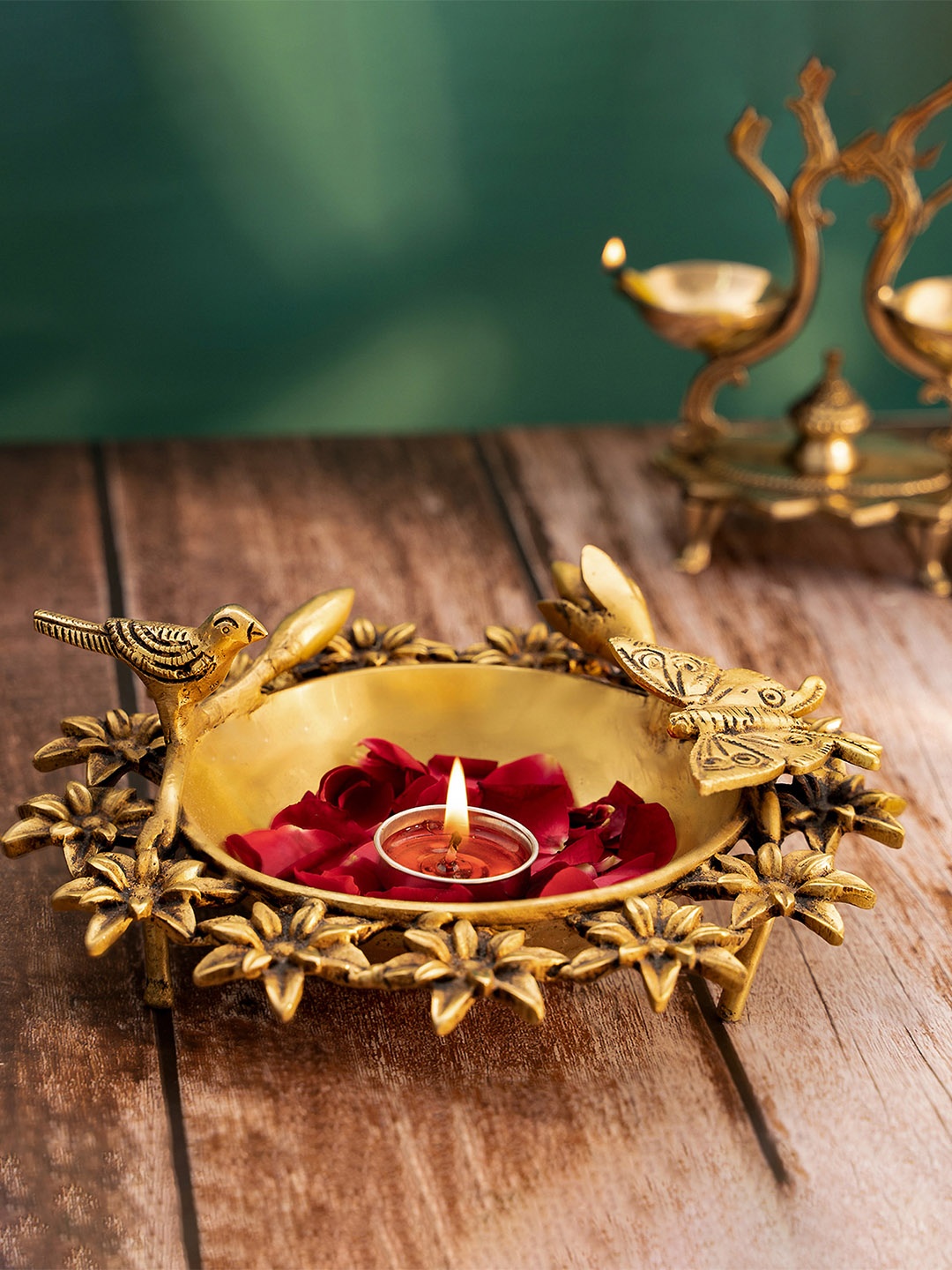 

DecorTwist Gold-Toned Brass Urli Bowl