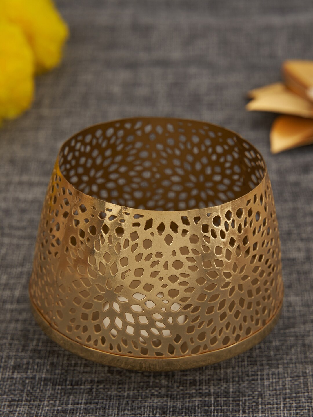 

DecorTwist Gold-Toned Metal Tea Light Candle Holder