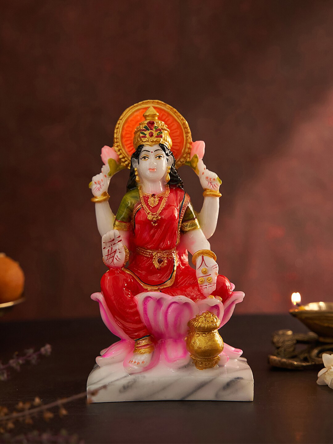 

DecorTwist Pink Marble Mata Lakshmi Idol Showpiece