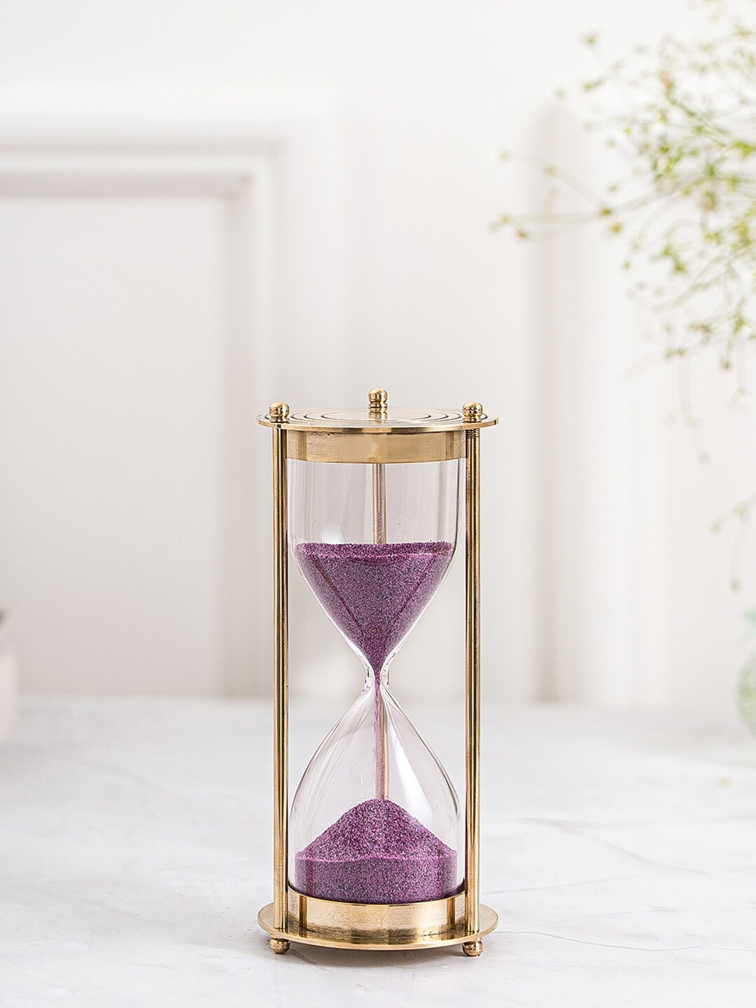 

DecorTwist Golden Sand Timer Hourglass Curio Showpiece, Gold