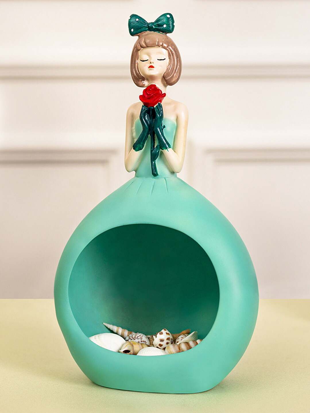 

DecorTwist Green Nordic Lady Decorative Figurine Organiser, Teal
