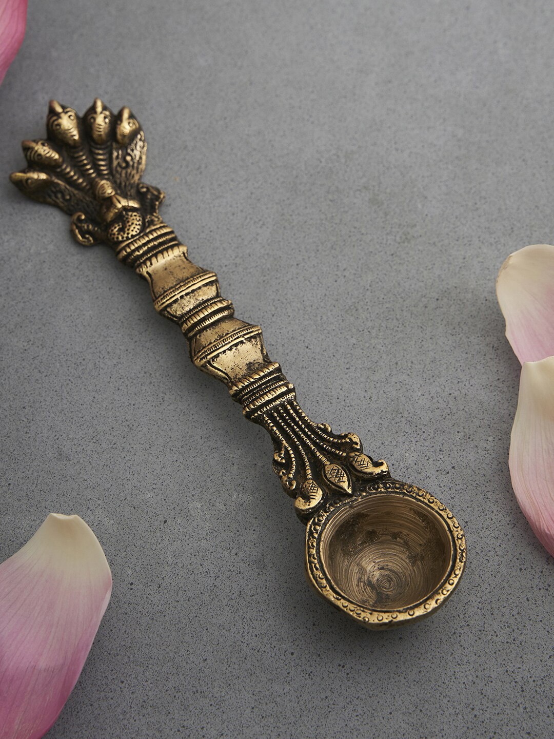 

DecorTwist Gold-Toned Brass Sheshnag Design Hawan Spoon