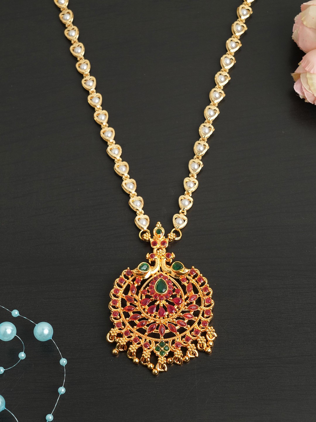 

LAFORWORD Gold-Plated American Diamond Studded Necklace