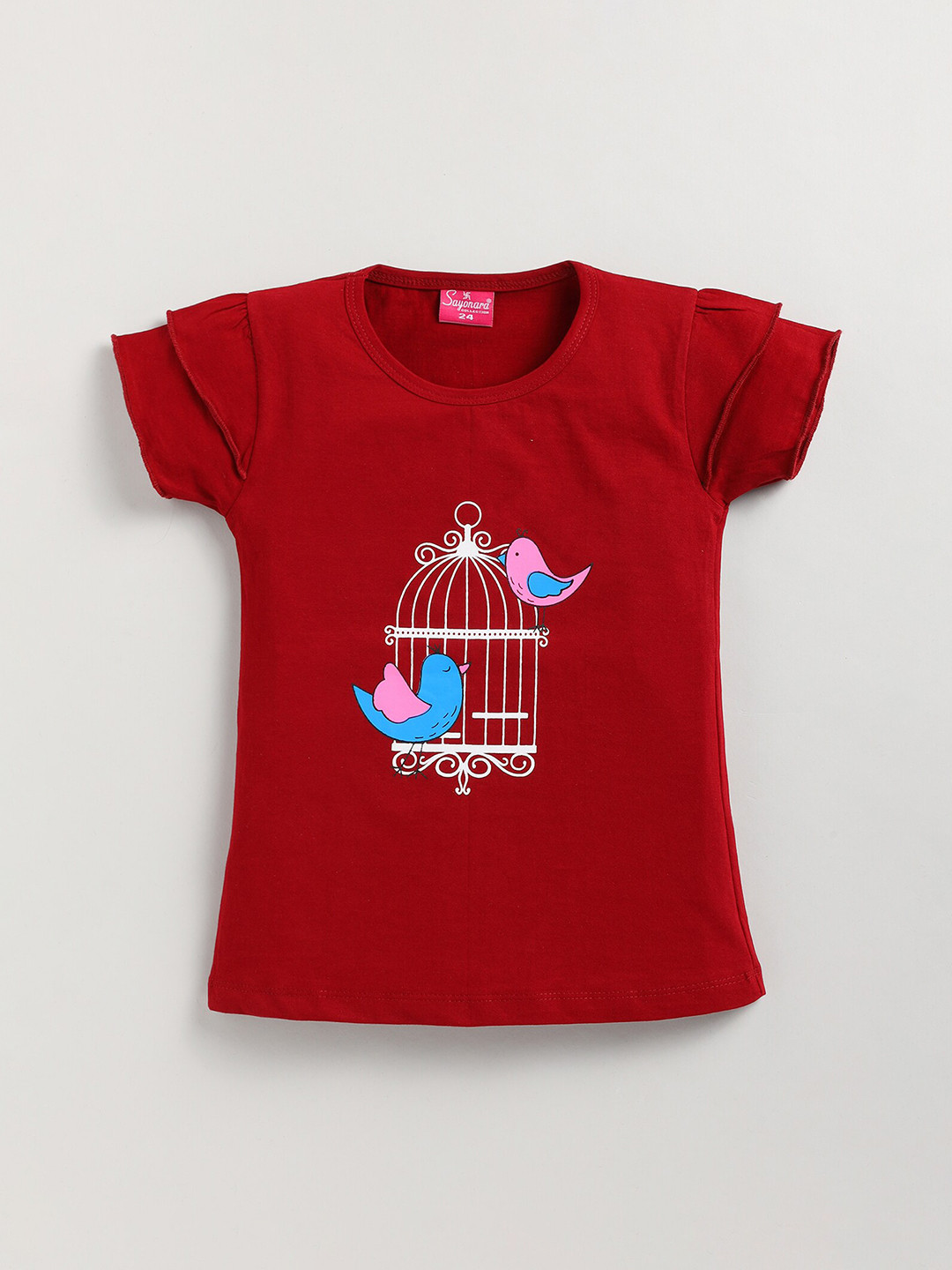 

Redden Girls Graphic Printed Pure Cotton Top, Maroon