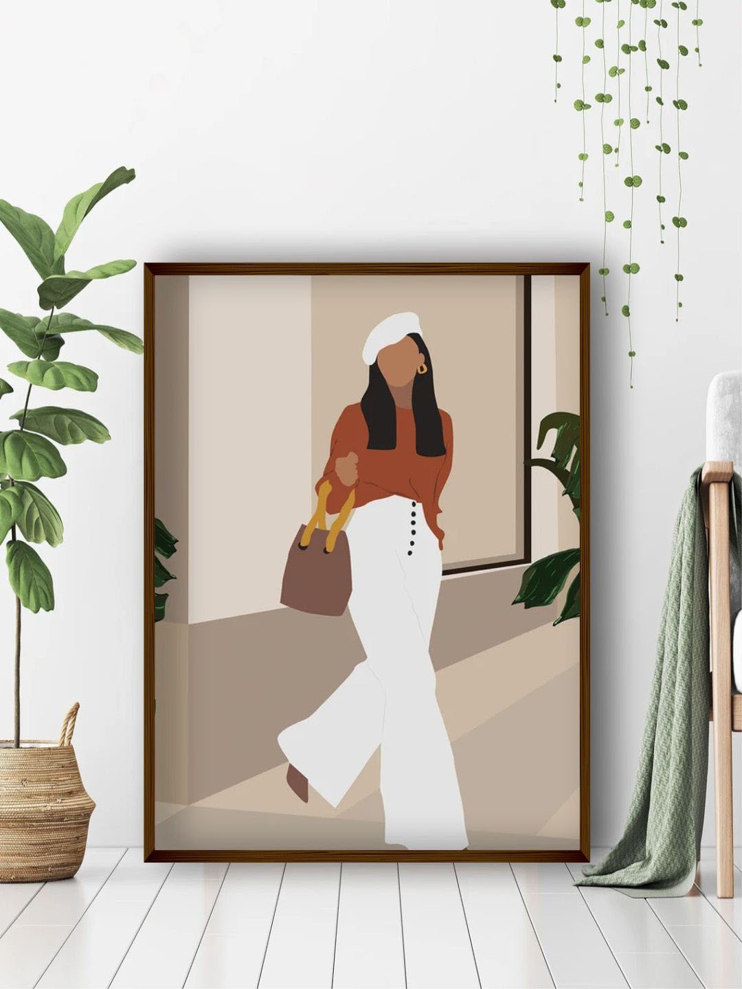 

The Art House Brown & White Boho Art Painting Framed Wall Art