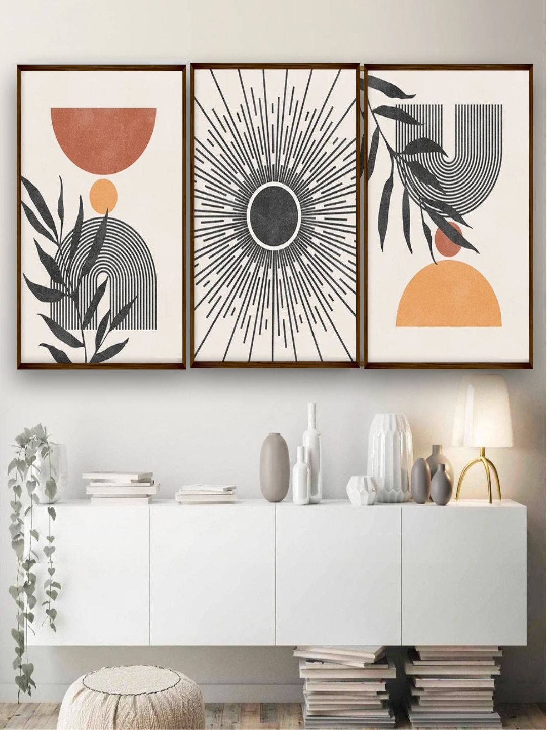 

The Art House 2-Pcs White & Black Abstract Painting Framed Wall Art