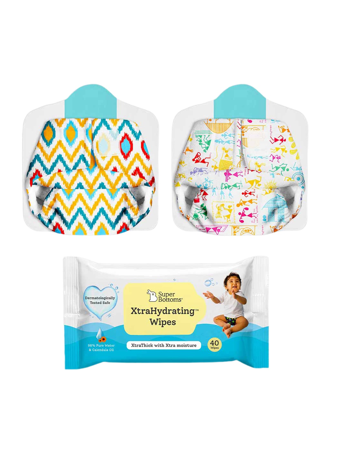 

SuperBottoms Pack of 2 Reusable Cloth Diaper, Multi