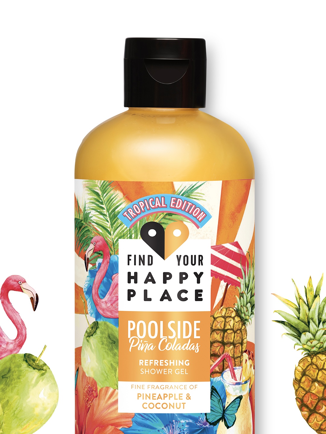 

FIND YOUR HAPPY PLACE Poolside Pina Coladas Vitamin C Body Wash - 300ml, Orange