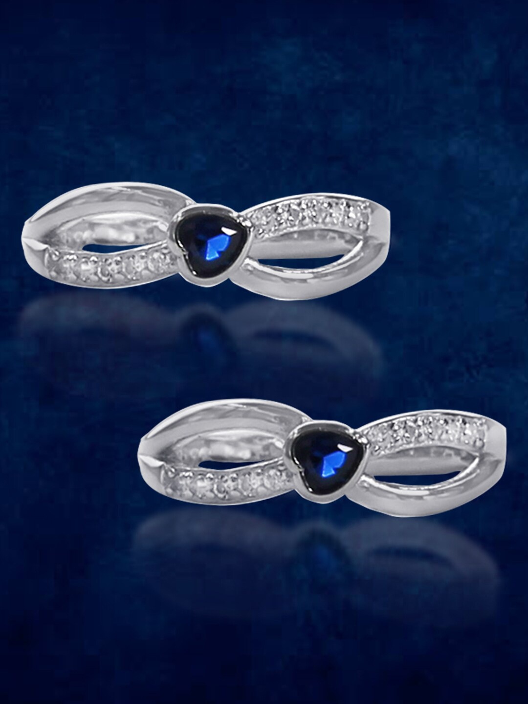 

Taraash Set Of 2 925 Sterling Silver CZ-Studded Toe Rings