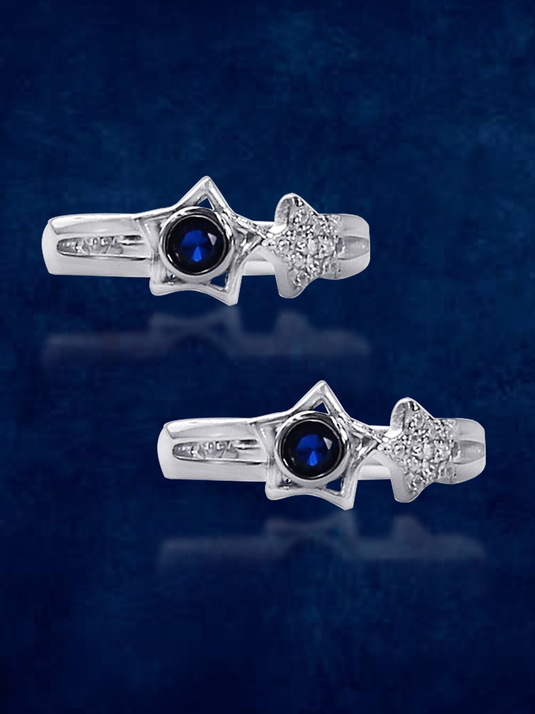

Taraash Set Of 2 925 Sterling Silver CZ-Studded Toe Rings