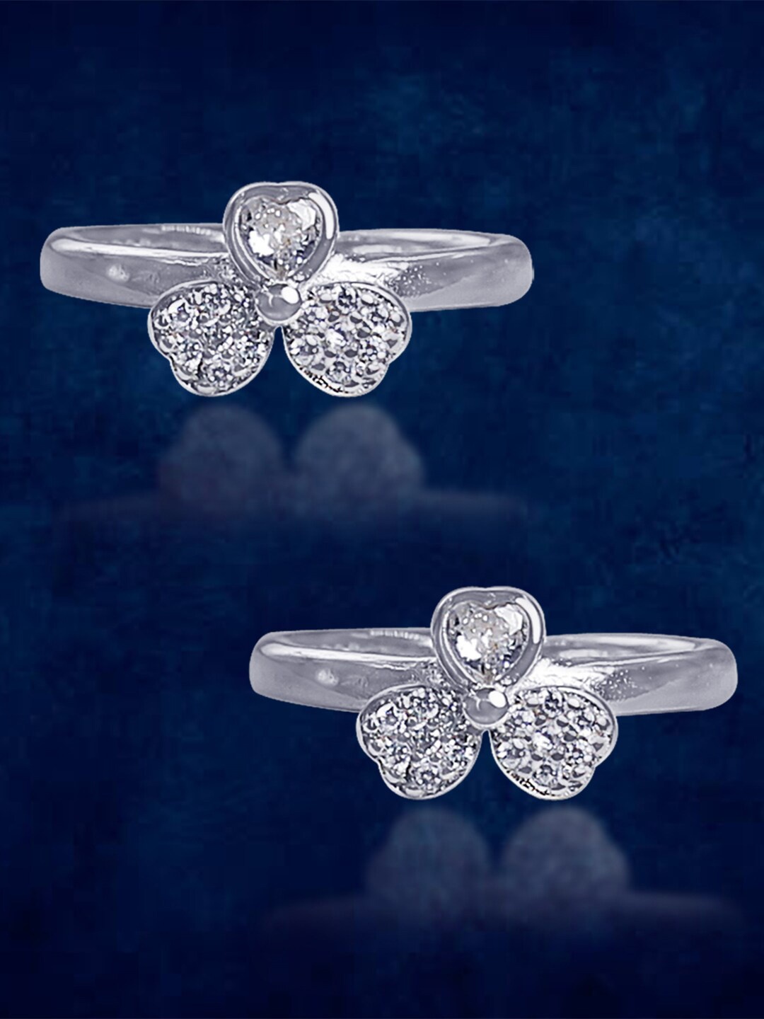 

Taraash Set Of 2 925 Sterling Silver CZ-Studded Toe Rings