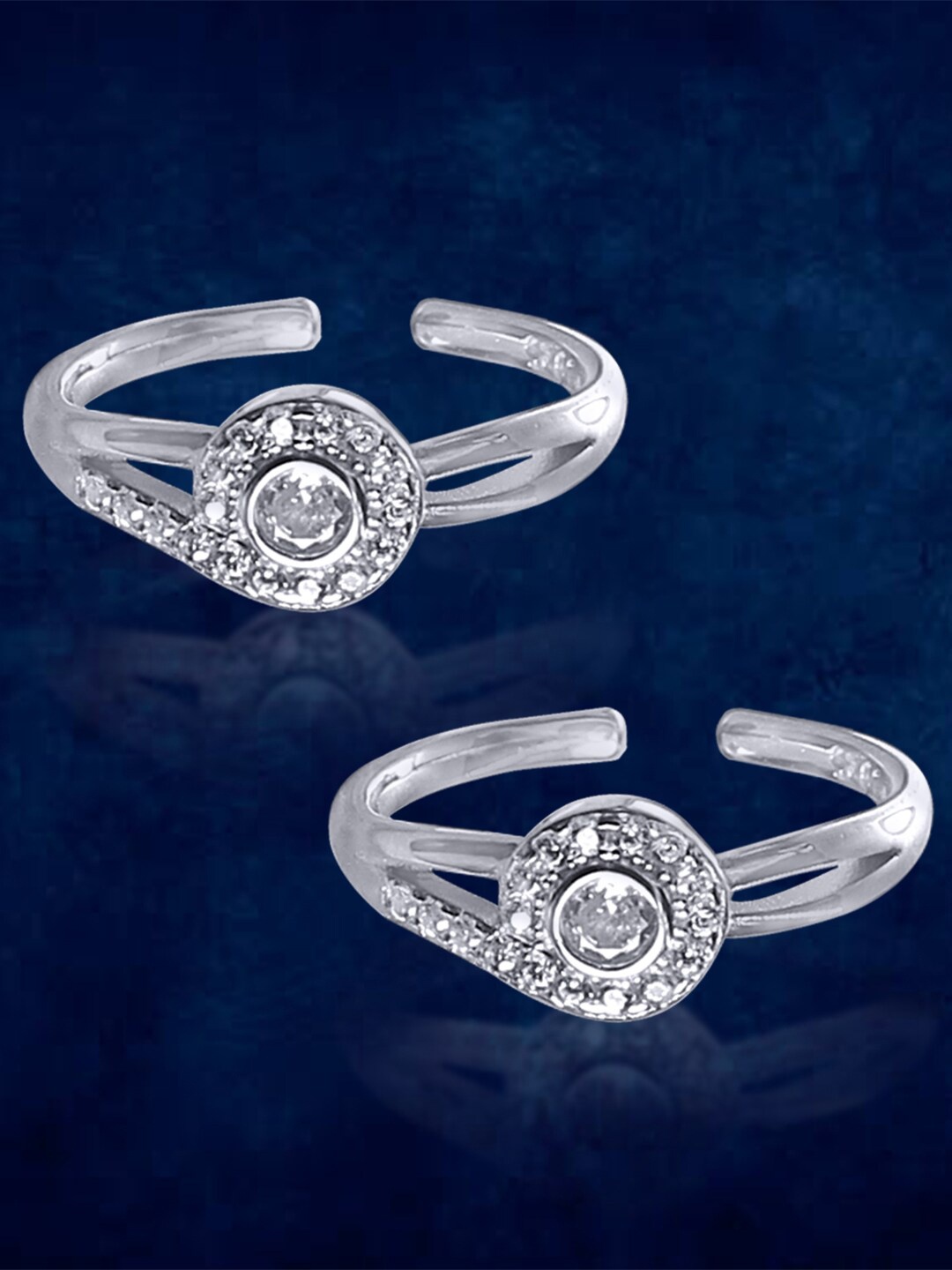 

Taraash Set Of 2 925 Sterling Silver CZ-Studded Toe Rings